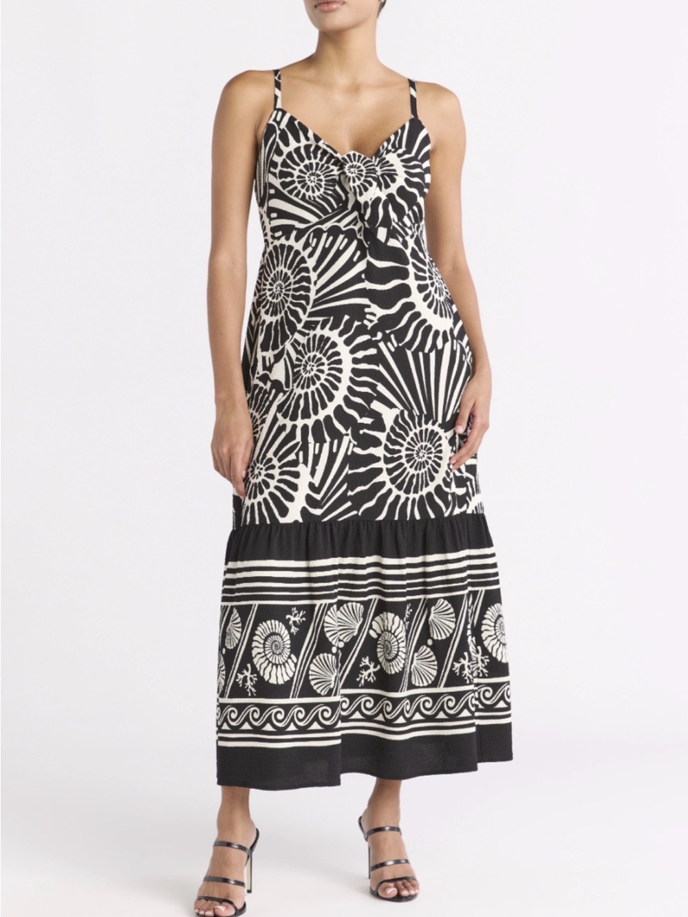sofia by sofia vergara Black and White Graphic Print Maxi Dress